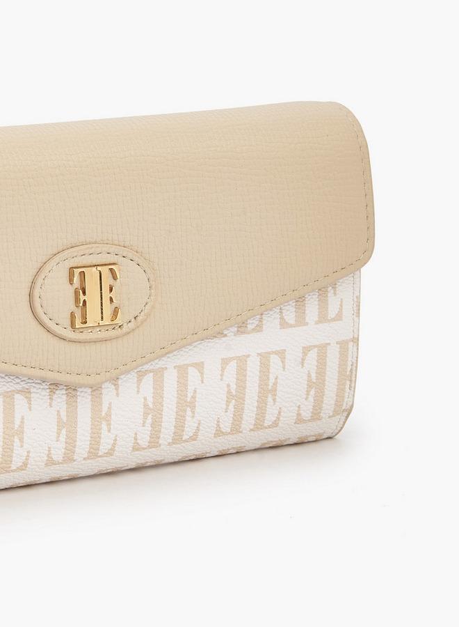 ELLE Monogram Print Wallet with Snap Button Closure - Image 3